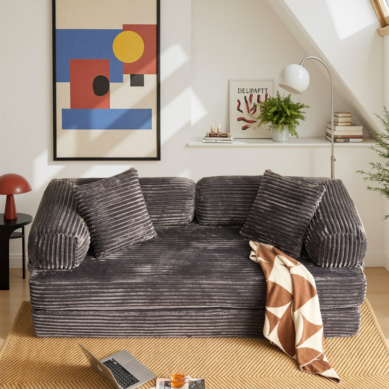 Canapé-lit modulaire de 80 po Modern, Gris