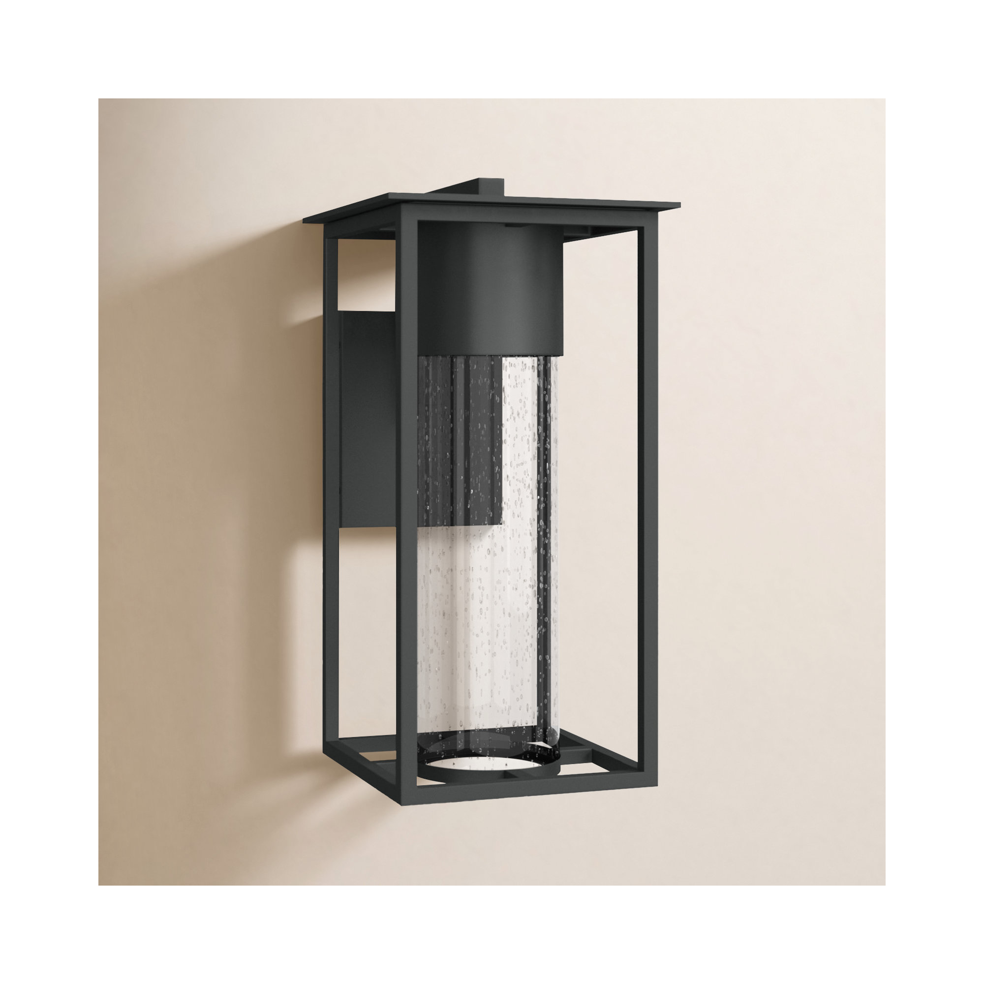 Single Light Outdoor Wall Light, Black, 16" H x 8" W x 10" D