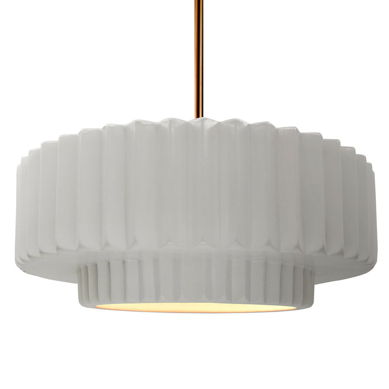 Luminaire suspendu 1 lumière Meydan, H 6 po x l 16,25 po x P 16,25 po, Bisque, Laiton brossé