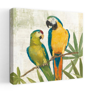 Oiseaux d'une plume carrée II, palmier, art tropical