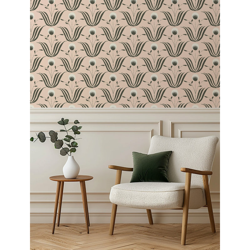 Lady Charlotte Spring Bloom 10' L x 24" W Wallpaper Tile, Non-pasted, Blush, Paper