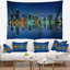 Cityscape de l’horizon de miami en polyester à la nuit avec tapisserie réfléchissant avec accessoires suspendus inclus-28499147