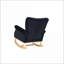 Chaise berçante de salon / chambre à coucher en velours de style Mid-Century avec pieds en bois | Rempli de mousse