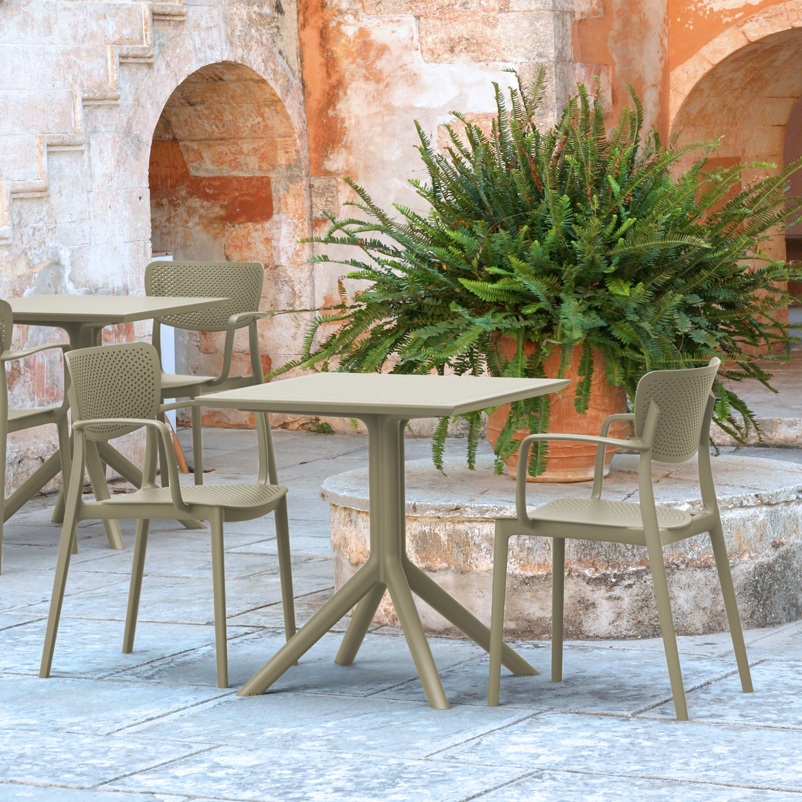 Farrah 28" Patio Bistro Set, Taupe