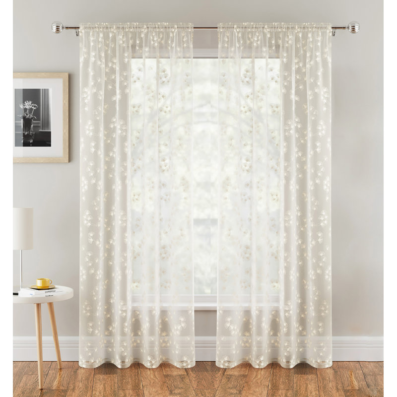 Rockdale Sheer Curtain Pair, Cream, 140cm Width x 137cm Drop