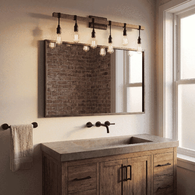 Eleesia 3-Light Dimmable Bronze/Brown Vanity Light, 10.25" H x 20" W x 20" D, 3 Lights