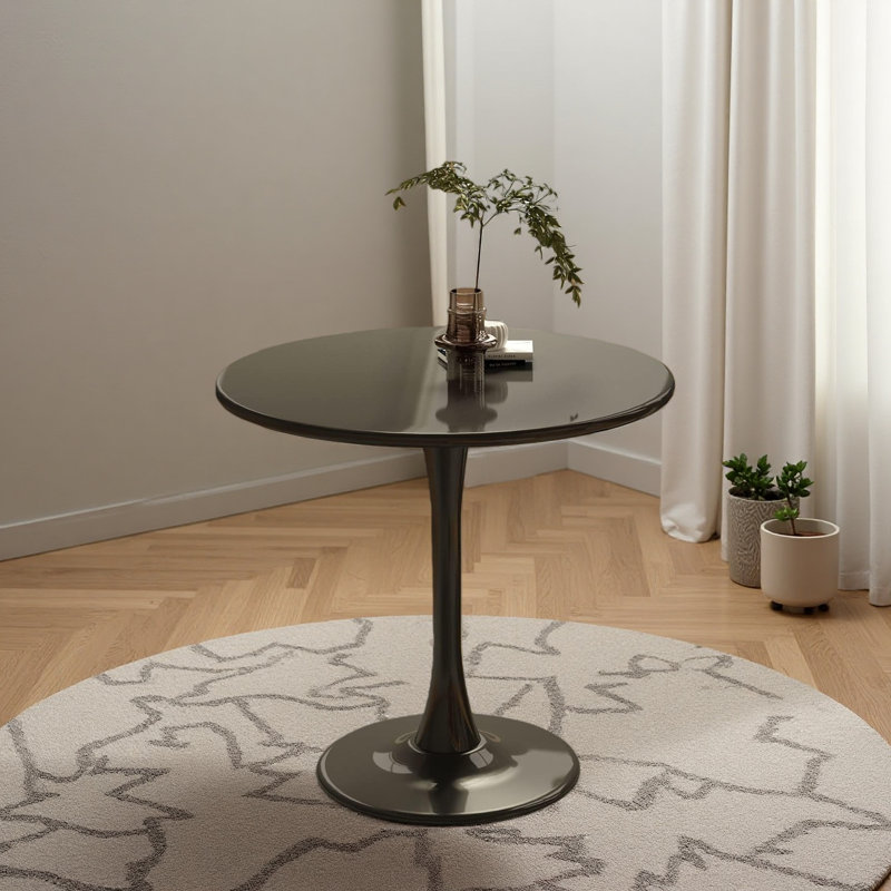 Table ronde, table de salle à manger moderne, plateau en panneau de fibres à densité moyenne et table tulipe ronde en acier, table basse de style Mid-Century pour salon 23,6 pouces