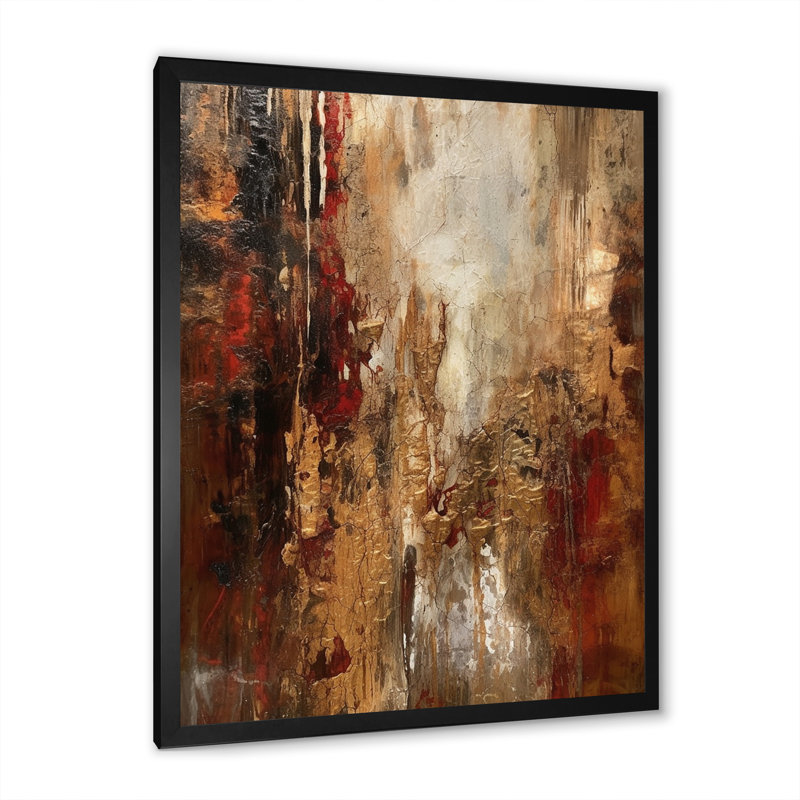 Révélations italiennes anciennes en or et rouge - reproduction d'art sur toile, H 32 po x l 16 po x P 1 po, Cadre simple noir