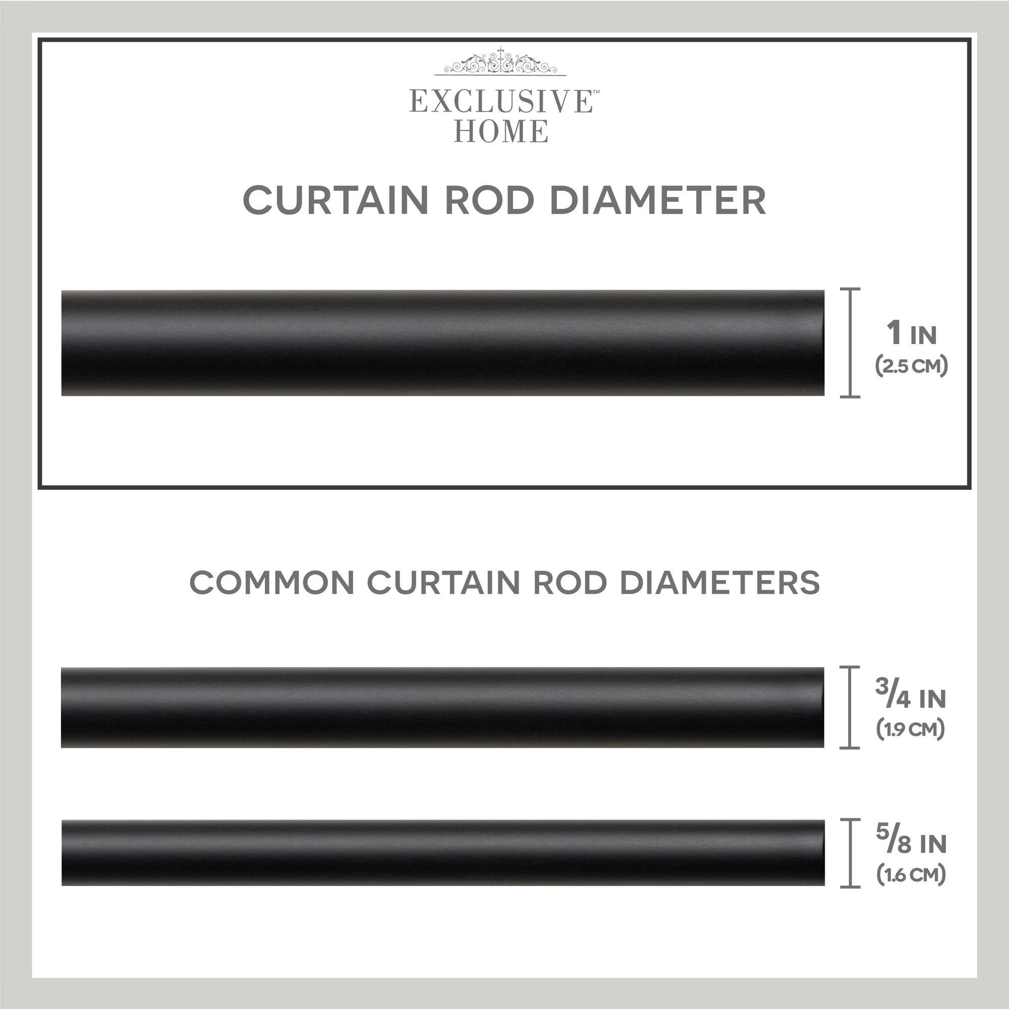Illinois Single Curtain Rod, Matte Black, 36" - 72" W