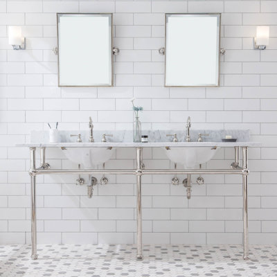 Copeland 33" Tall Marble Oval Console Bathroom Vanity with Faucet and Overflow