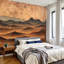 Papier peint adhésif auto-adhésif moderne pour la chambre à coucher Peel and Stick L 69 po x l 96 po avec dunes de sable peintes à la main