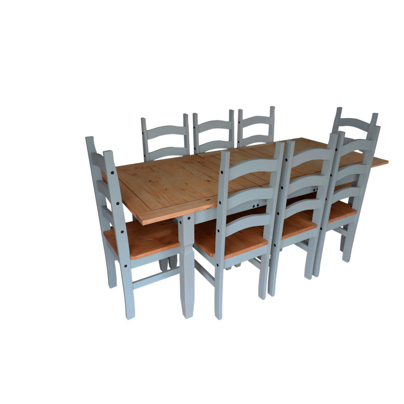 6 - Person Extendable Pine Solid Wood Dining Set