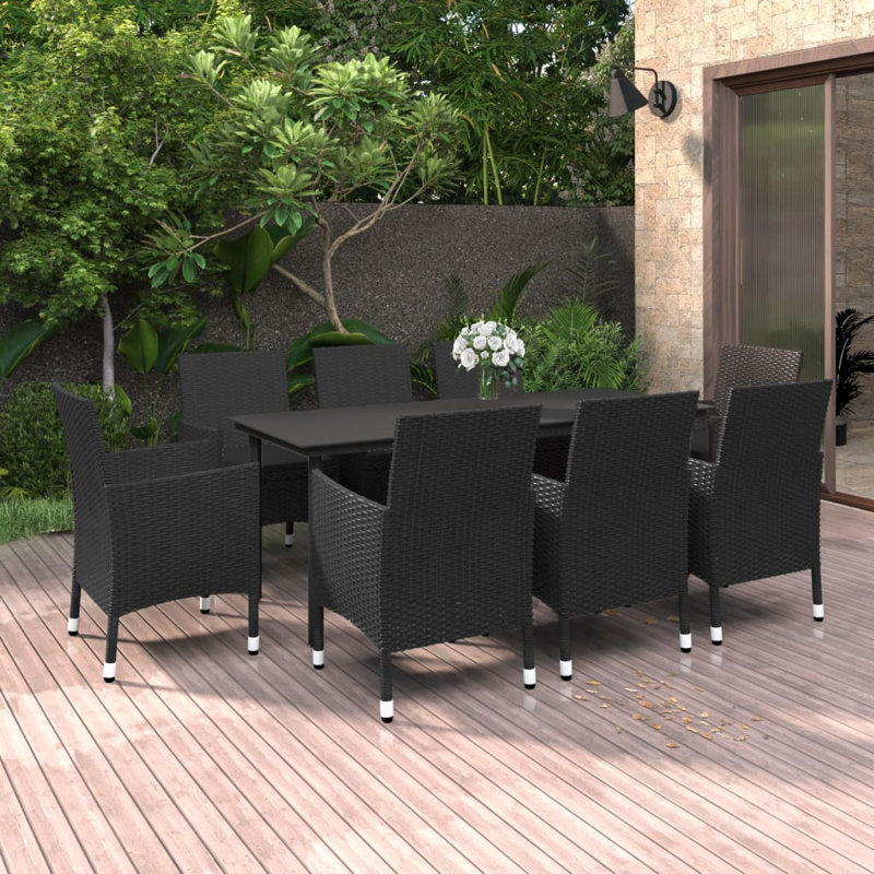 Nikai Rectangular 6 - Person Long Dining Set with Cushions, 8, Black