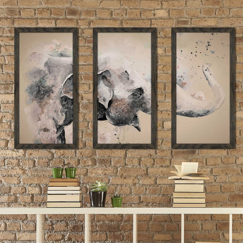 «Sandstone Elephant» par Patricia Pinto - ensemble de 3 photos encadrées, L 52,5 po x H 33,5 po x P 1 po