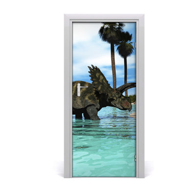 Dinosaur Beach Door Decal