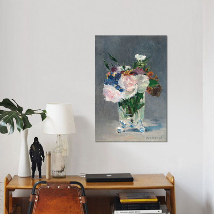«Flowers in a Crystal Vase, c.1882» par Edward Manet, reproduction sur toile, H 26 po x l 18 po x P 1,5 po, Toile tendue