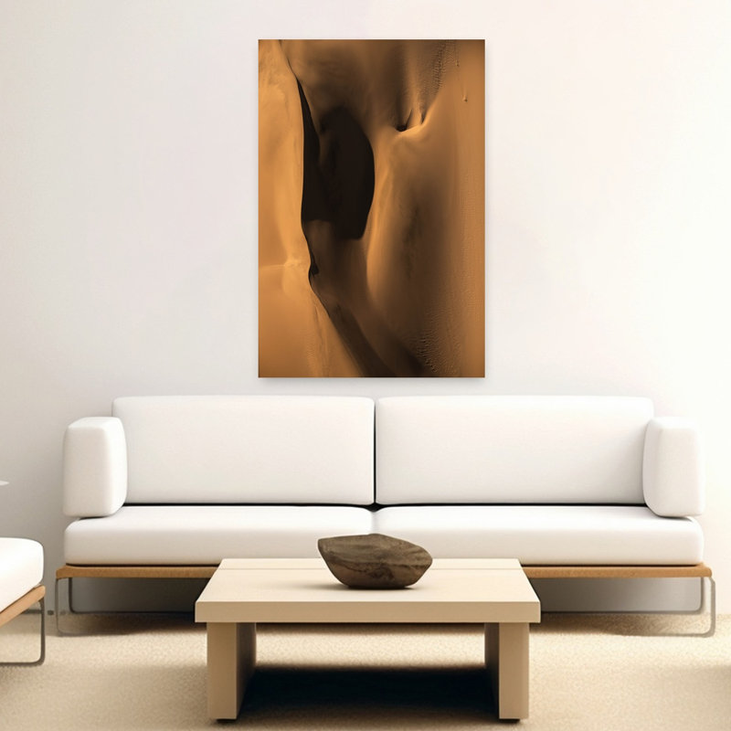 «Golden Desert Forms Abstract Organic Contemporary Landscape Nature», reproduction d'art murale, 60" H x 40" W
