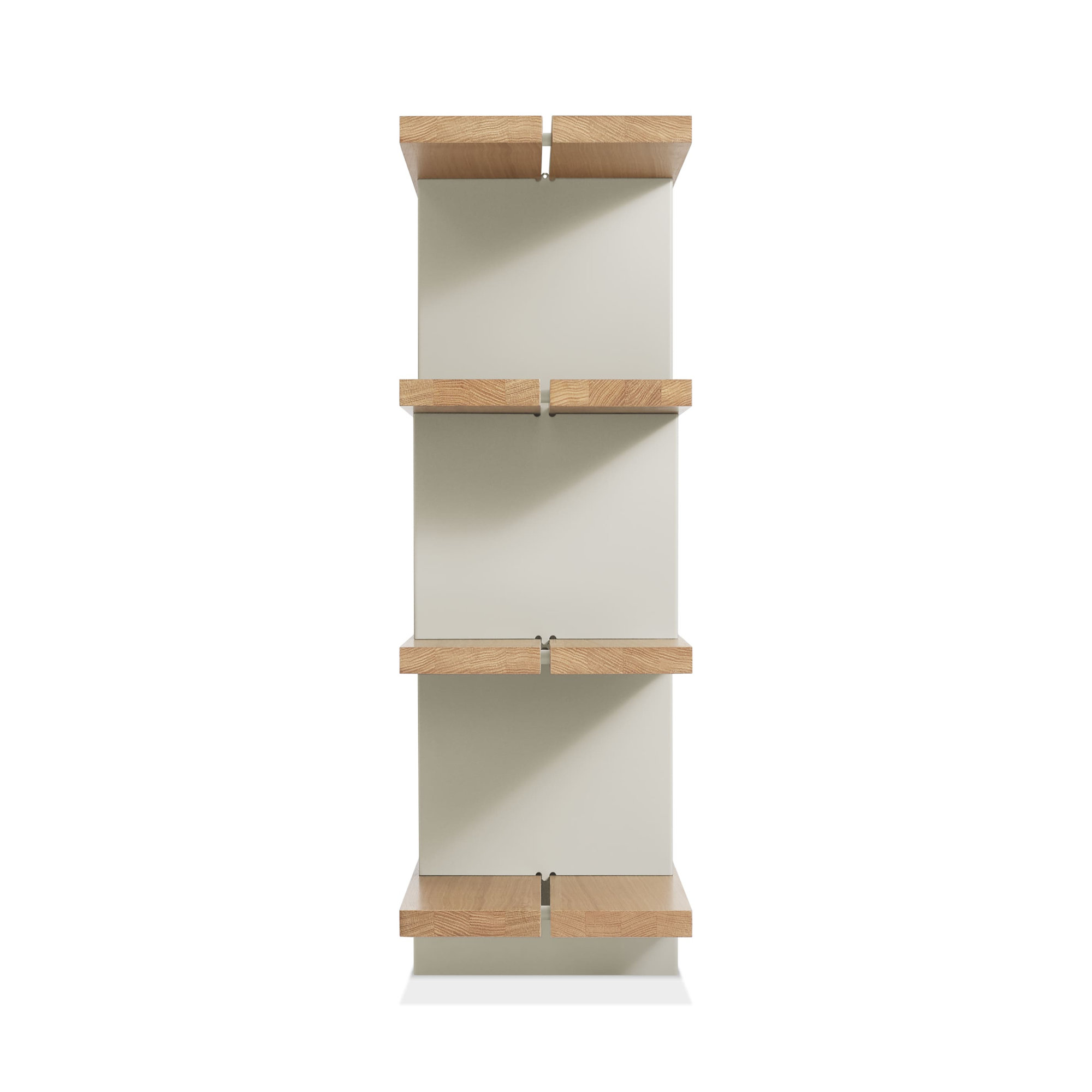 Happy Day Wide Bookcase, (4 Shelves) 41" H x 81" W x 14" D, White Oak/Putty