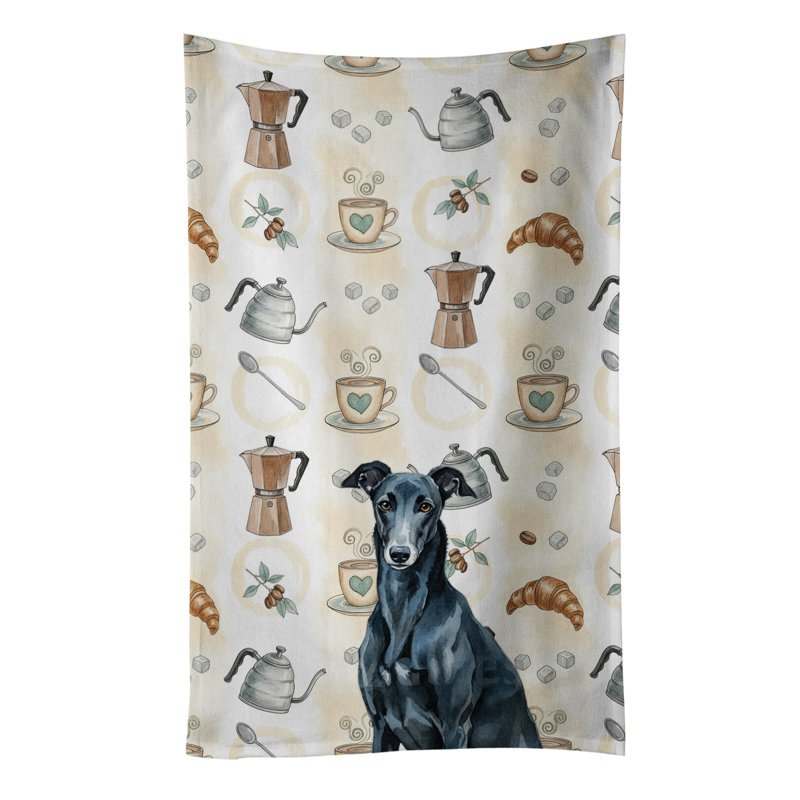 Black Greyhound Coffee Bar Kitchen Towel, Black Greyhound