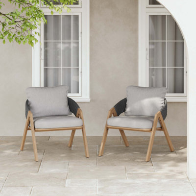 Ensemble de chaises de patio en osier durable avec coussins résistants aux intempéries pour un confort et un style extérieurs (ensemble de 2)
