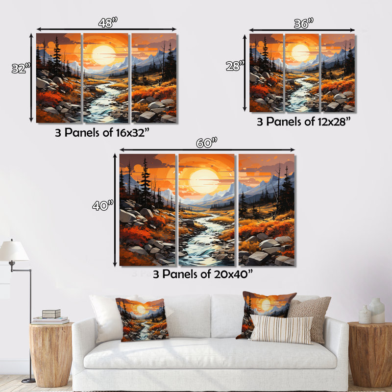 Canada Canada Wilderness I, reproduction sur toile 3 pièces, H 28 po x l 36 po x P 1 po
