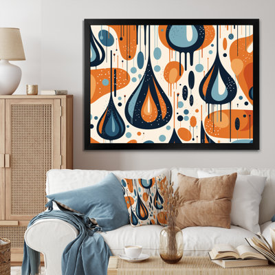 " Orange Blue Midcentury Balance I " Mixed Media and Color Photography Print