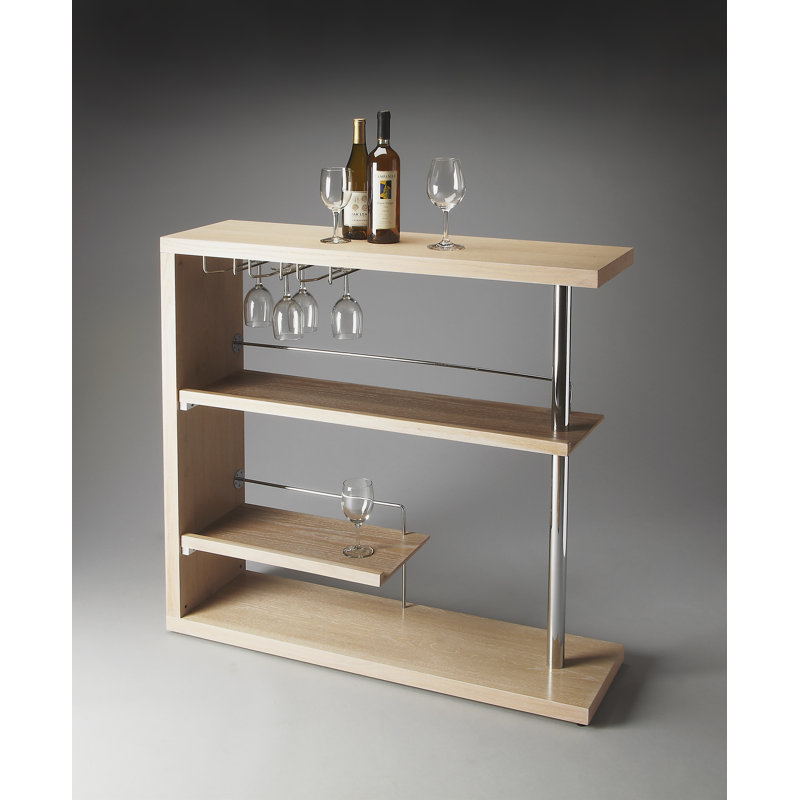Shirlee 40'' Solid Wood Bar Cabinet, Grey Dawn