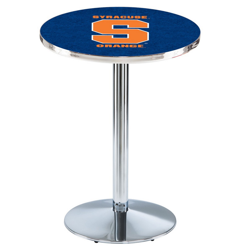 Round Metal Base Dining Table, Chrome, Syracuse University