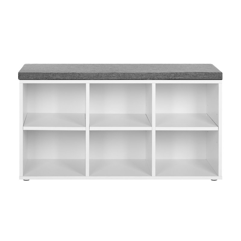 6 Pair Shoe Storage Bench, White