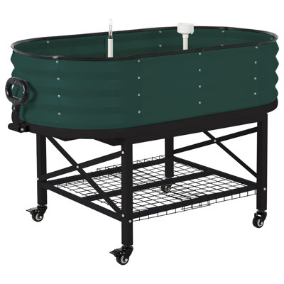 Lit de jardin surélevé en acier galvanisé avec couvercle, 4 pi x 2 pi x 1 pi, pot à fleurs ovale avec portes moustiquaires à fermeture à glissière, base ouverte pour les légumes et les fleurs