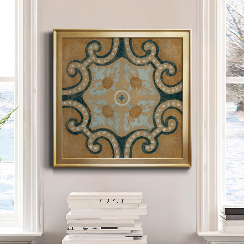 Villa Umbra II - peinture sur toile encadrée, Or, H 17,5 po x l 17,5 po x P 1,5 po