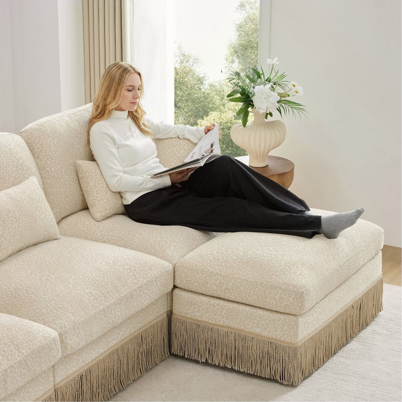 Canapé Comfy Chenille Leopard, Beige