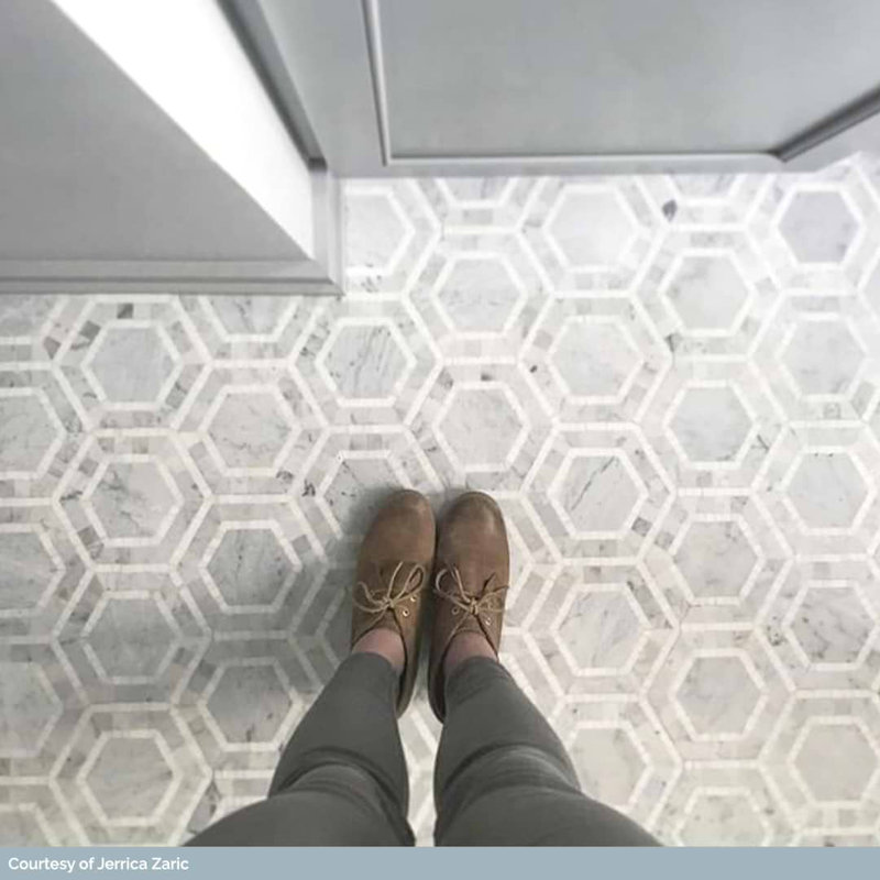 Nova 6" Hexagon Polished Marble Mosaic Tile, Lynx