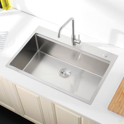 Stainless Steel Kitchen Sink, 36″X22″ Single Bowl, Overmount Handmade Sink In Brushed, With Cutting Board, Colander, Grid