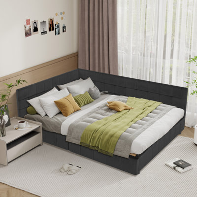 Modern Queen Size Storage Upholstered Tufted Bed Frame,sofa Bed Frame With Comfortable Backrest And Armrests by Latitude Run