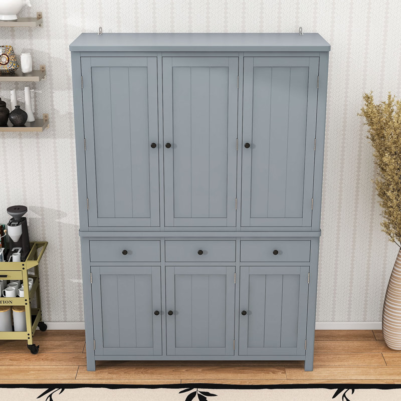 Armoire de cuisine polyvalente avec conception anti-basculement et rangement élégant, Gris
