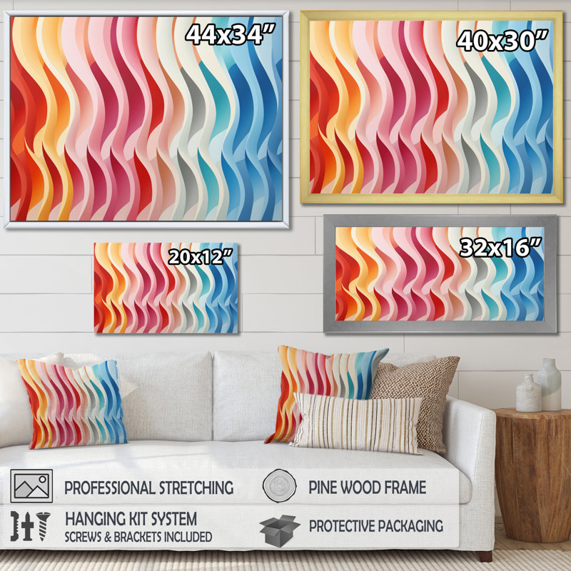 " Opt Straight Line Delirum III ", Wrapped Canvas, 34" H x 44" W x 1.5" D