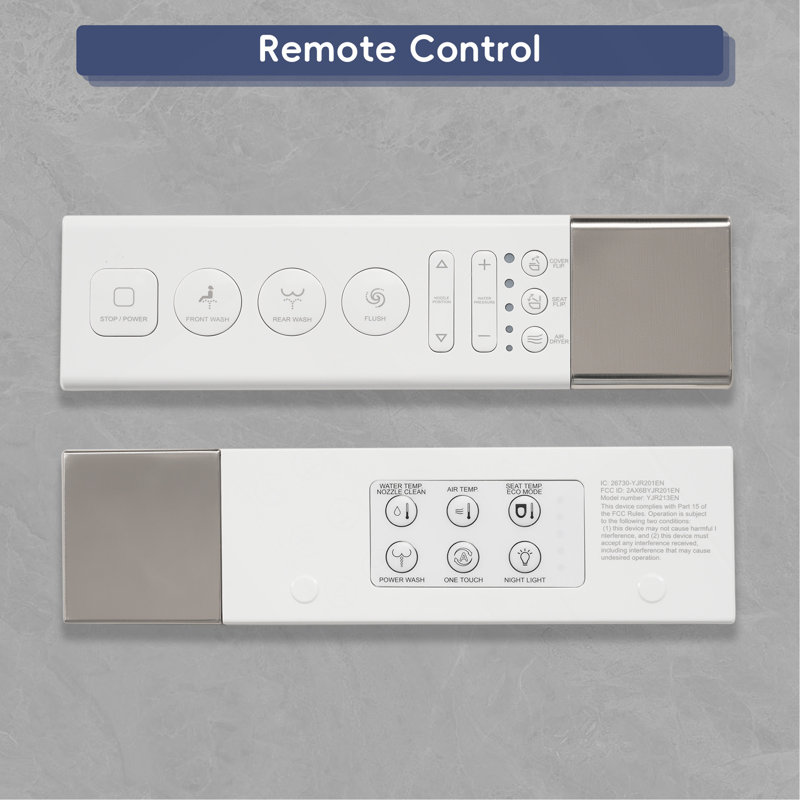 Toilette intelligente sans réservoir avec bidet intégré, ouverture et fermeture automatiques, bidet plus large avec siège chauffant, eau chaude et sèche, capteur de pied, affichage à DEL, télécommande, blanc