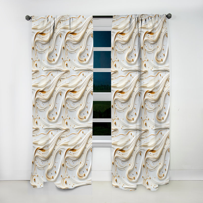Rideau obscurcissant glamour or et perle de marbre blanc Opulence II - 1 panneaux, L 52 po x L 120 po
