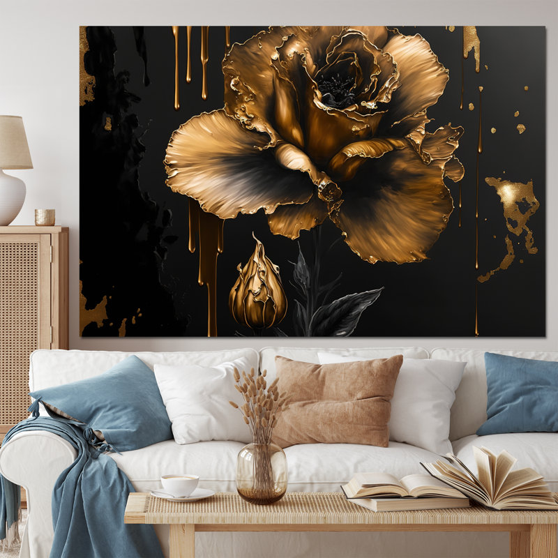 Art sur toile glaïeul noir et doré Glaïeul III