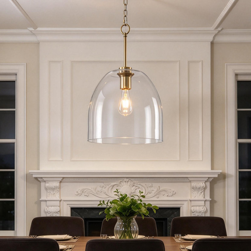 Luminaire suspendu conique 1 lumière en verre doré (13,7 po)