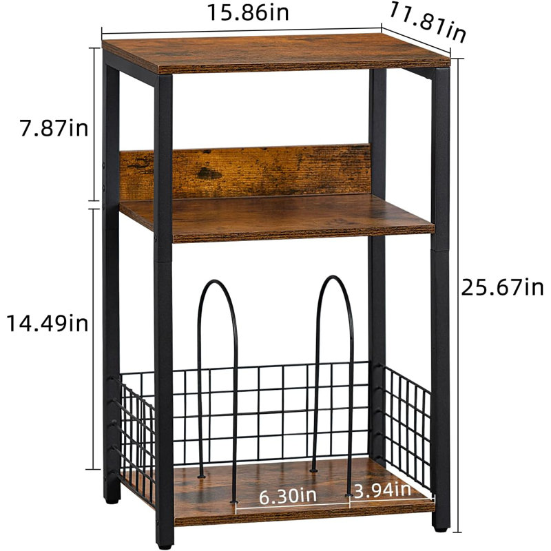 3 Tier End Table,Record Player Stand with Storage Up to 100 Albums,Turntable Stand for Vinyl