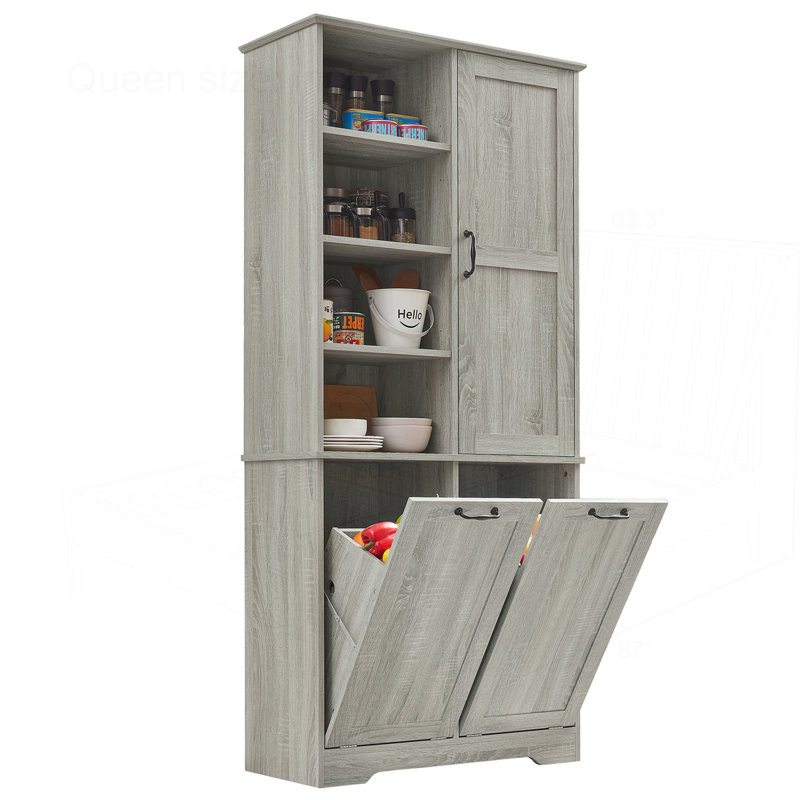 Bathroom Storage Cabinet with Doors and Drawers, Oak