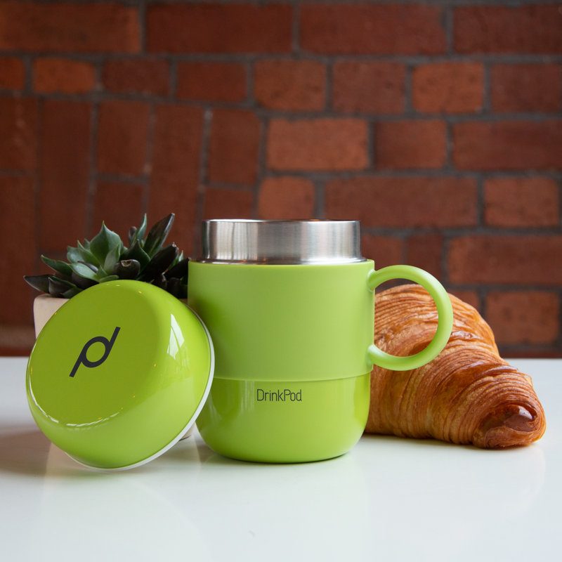 Grunwerg Drink Pod Stainless Steel Travel Mug, Green