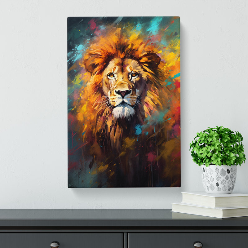 Lion Impressionism - Print, 50cm H x 35cm W x 3cm D