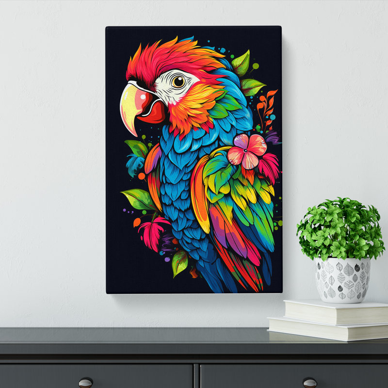 Parrot Line - Wrapped Canvas, 76cm H x 50cm W x 3cm D