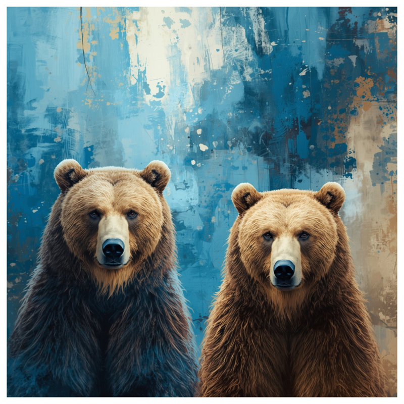 Tapisserie murale "Deux ours bruns" - Décoration murale ours, 68in H x80in W with 4 Grommets