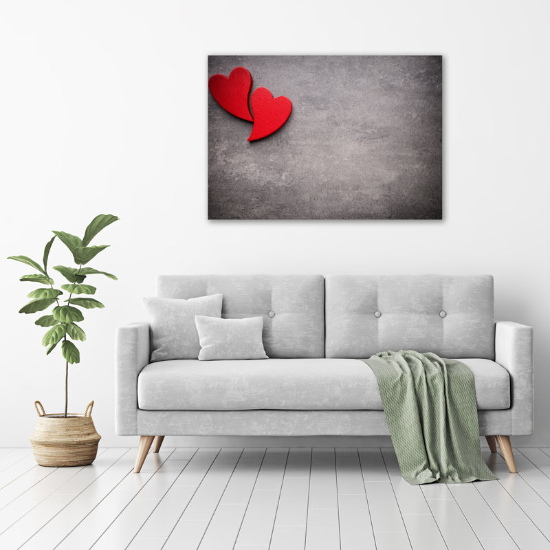 Red Hearts - Wrapped Canvas Print