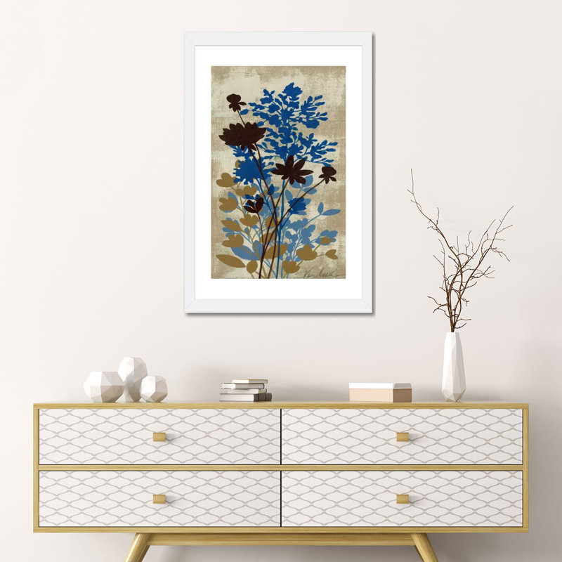 «Spring Bouquet I» par Silvia Vassileva - impression d'art graphique, Blanc, H 24 po x l 16 po x P 1 po, Papier encadré blanc
