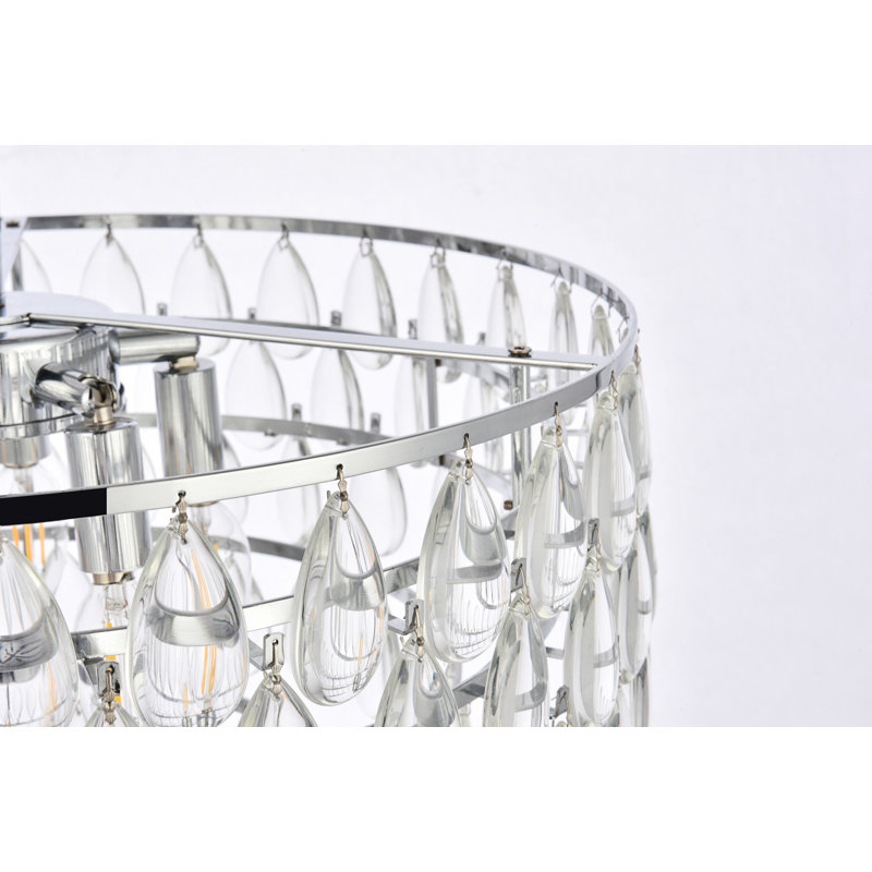 Stiner 3-Light Crystal Tiered Flush Mount, Black, 14" H x 20" W x 20" D